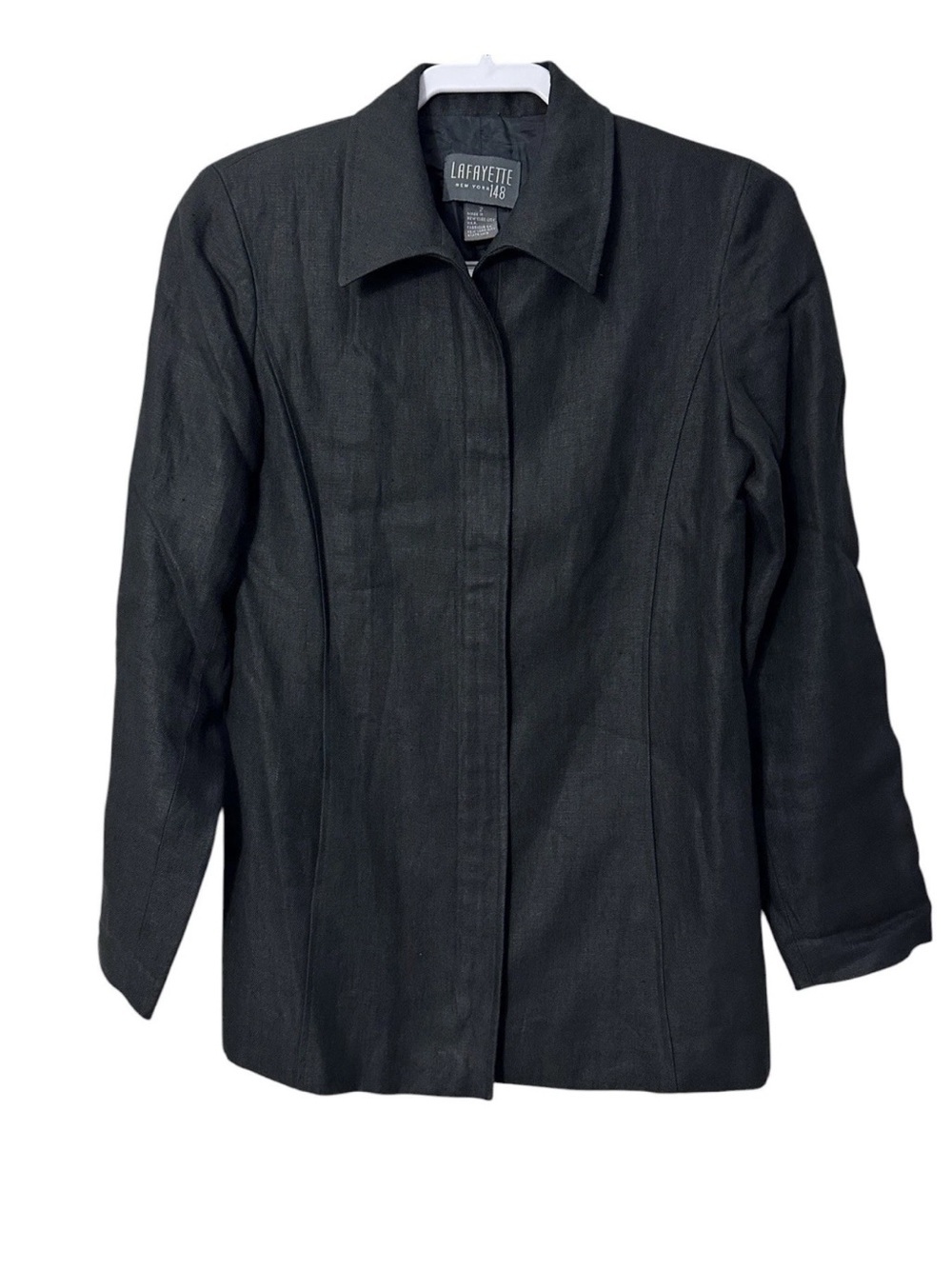 Lafayette 148 NY Black  Linen Jacket Full Zip Vintage Made in New York